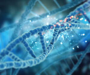 3D render of a medical background with DNA strands